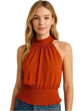 Free People - Chic Halter Top‎ in Rust - Size Medium